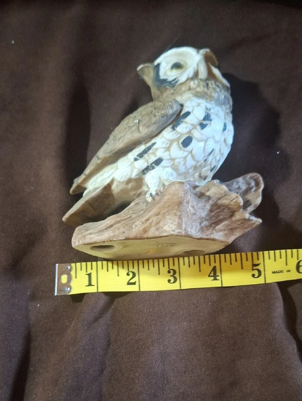 Vintage Homco Ceramic Owl Figurine in Brown and Cream